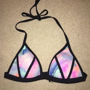 Pink triangle push up bikini top